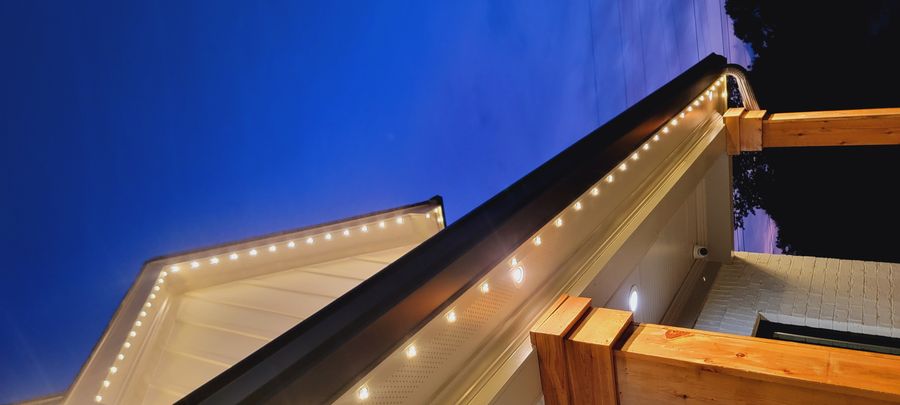 IllumiTrim aluminum track installed under soffit