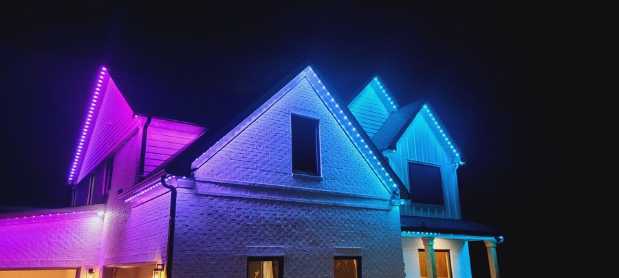Colorful RGBW lighting in purple and blue